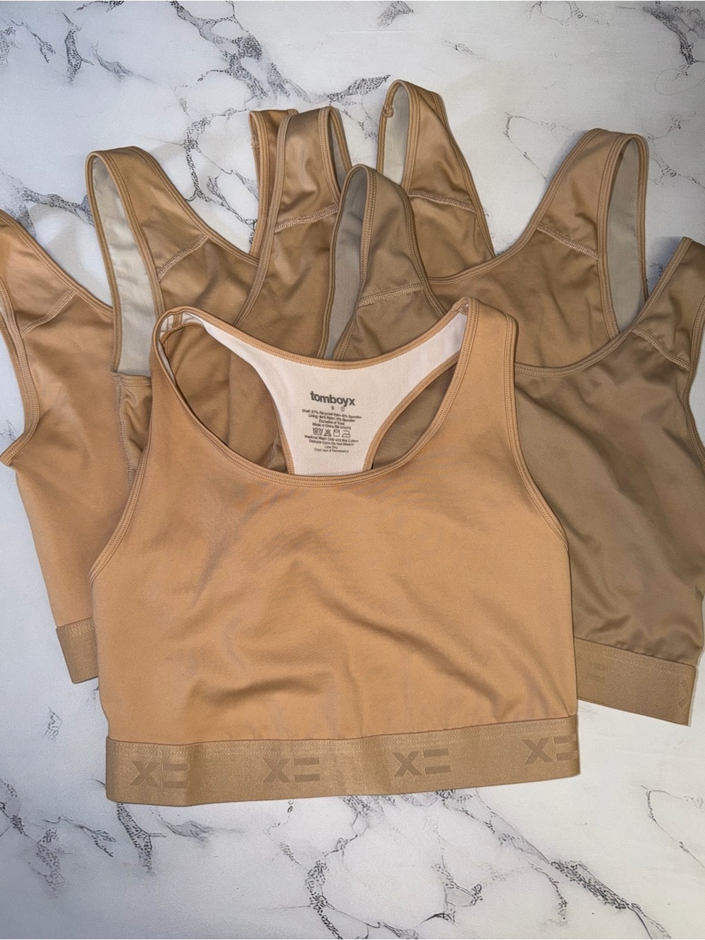 Set of 5 - TomboyX Nude Seamless Compression Tops - in Tan, Beige, Chai